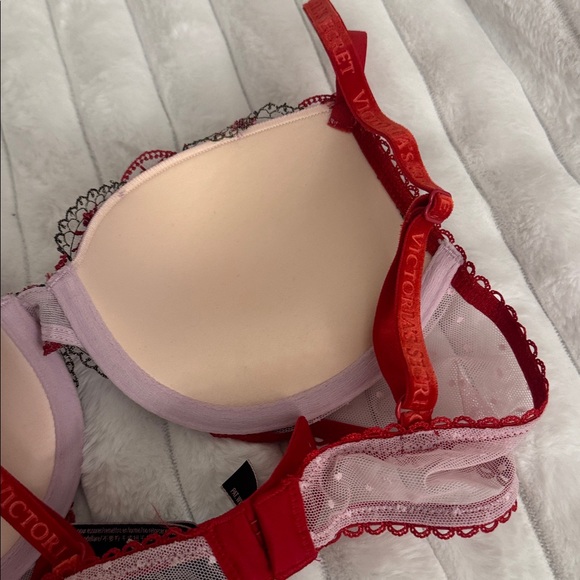 Red and Pink Embroidered Bra - Picture 5 of 5